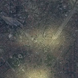 The layer as the platform draws it, over the satellite base: BAM Biblioteca degli Alberi Milano.