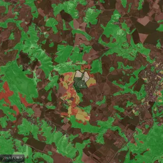 The layer as the platform draws it, over the satellite base: Genagricola 1851 · Oasi Gregorina WWF.