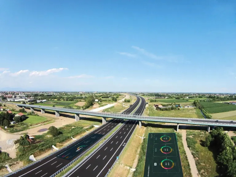 A35 Brebemi motorway corridor with the monitored green verges